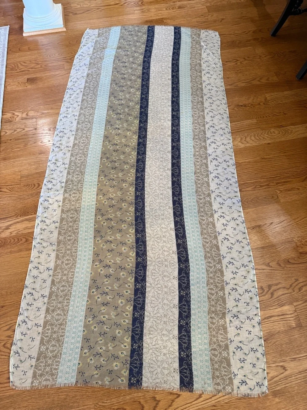 Fat Face Patchwork Look Stripe Lightweight Scarf Boho Coastal Floral Wrap
